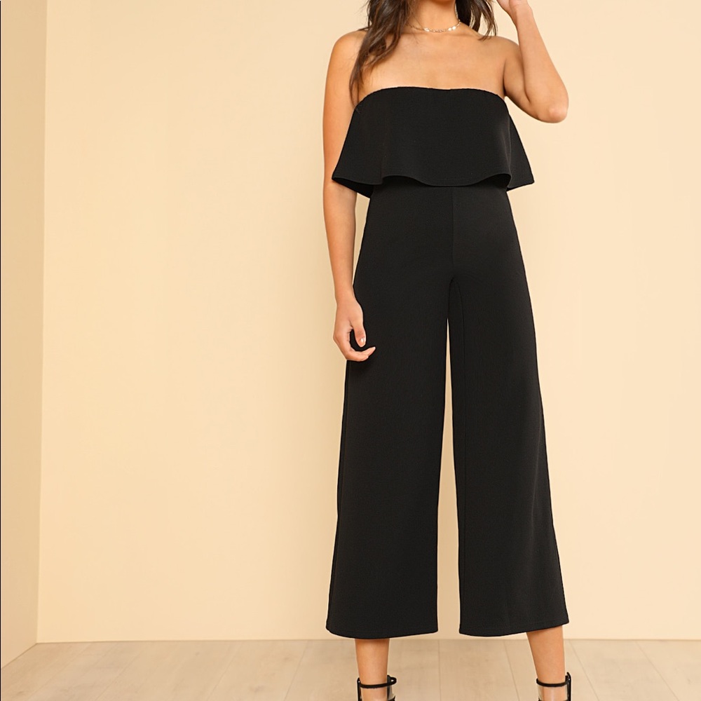 Wide leg flounce jumpsuit